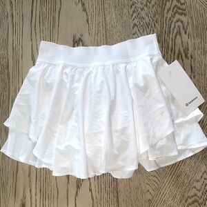 white Lululemon ruffle skirt
